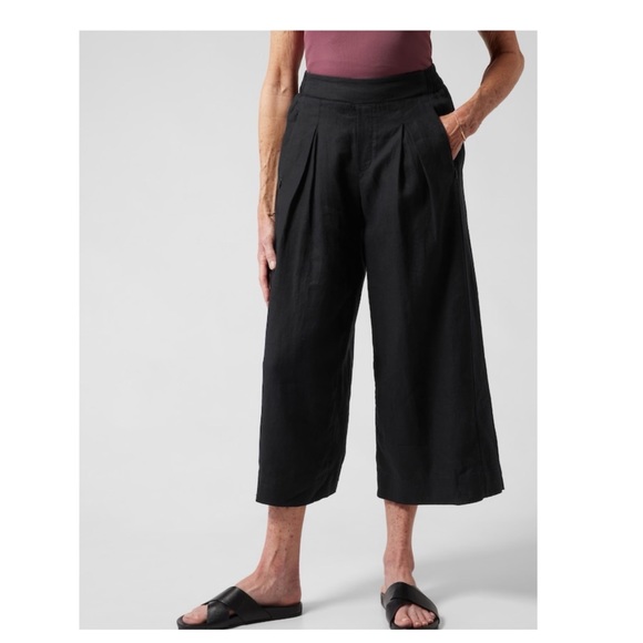 Athleta Pants - ATHLETA PLAYA LINEN WIDE LEG CROP PANT // Black 🎉 Host Pick 🎉